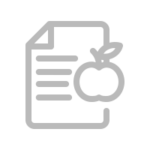 Nutrition plan icon: document with an apple