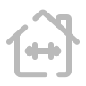 Home fitness icon: house with a dumbbell